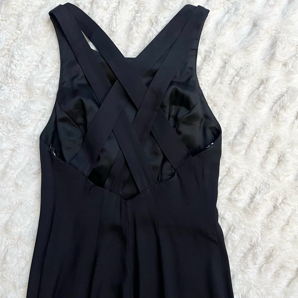 Vintage Black Midi Dress with Crisscross Straps